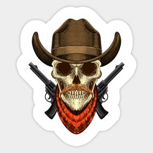 Cowboy Skull Head Sticker